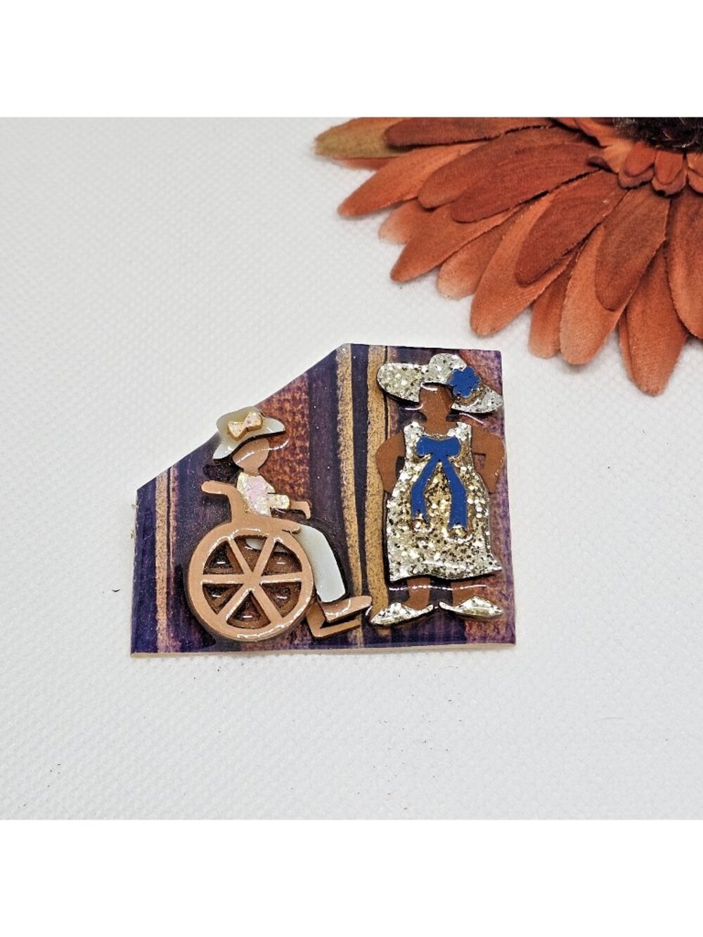 Vintage Woman Pins by Lucinda Brooch Pin Wheelchair Jewelry